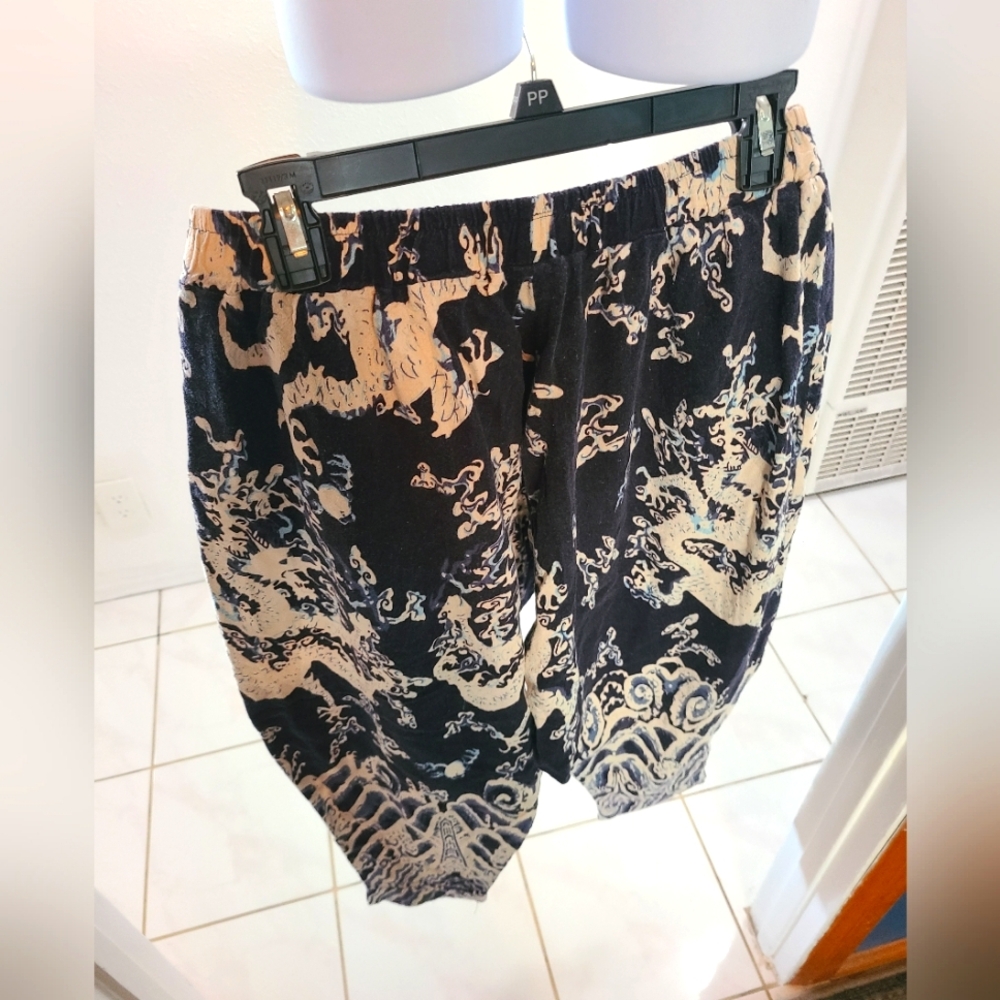 Blue Parachute Dragon Design Pants/ sweats